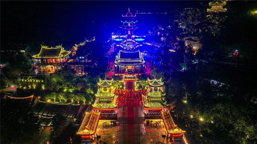 Light show at the ancestral temple on Meizhou Island