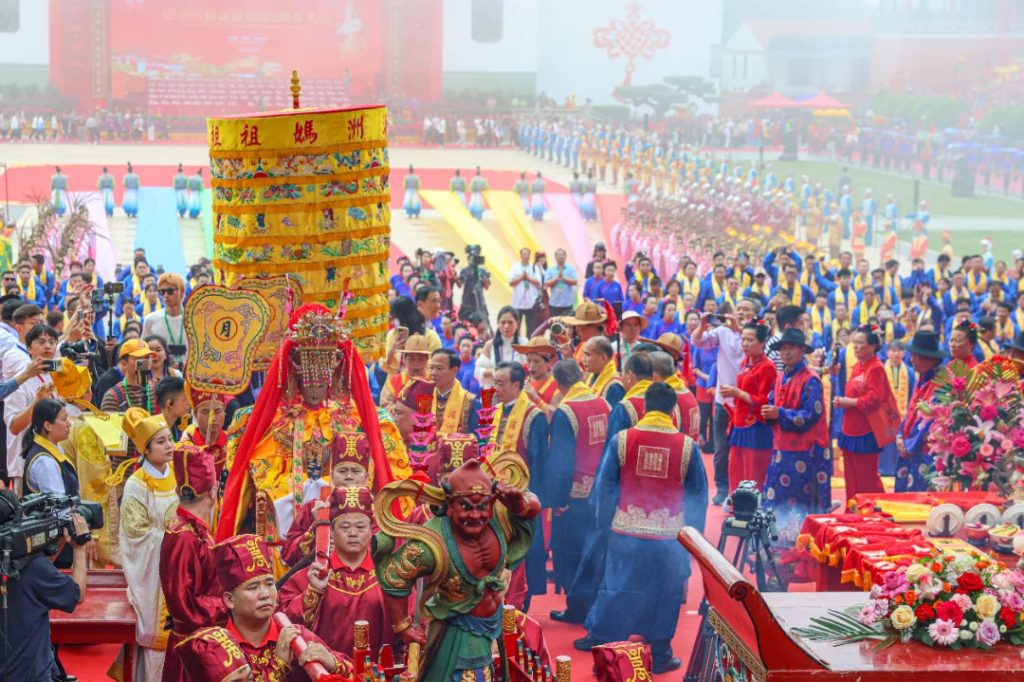 Devotees praying at the Mazu's 1065th Birthday Celebration